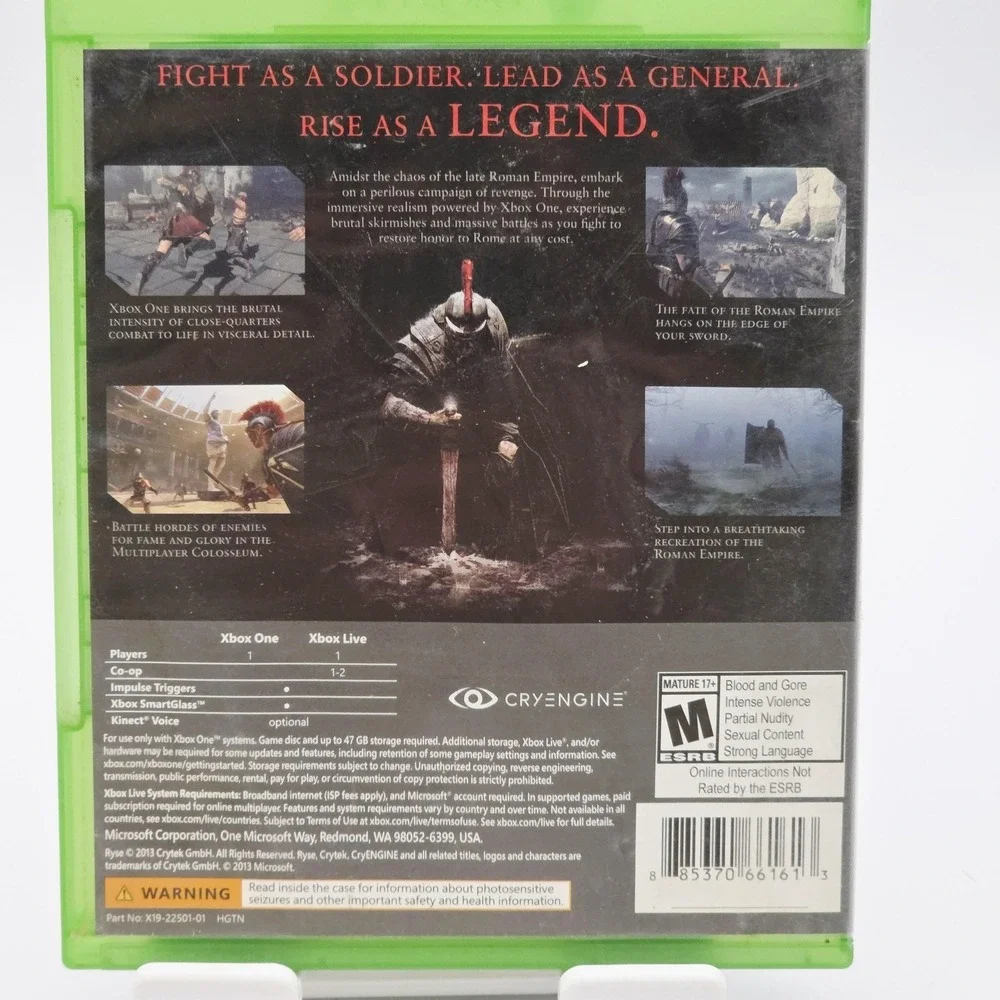 Ryse Son Of Rome Xbox One Video Game Microsoft Studios Crytek Complete CIB Y2K‎